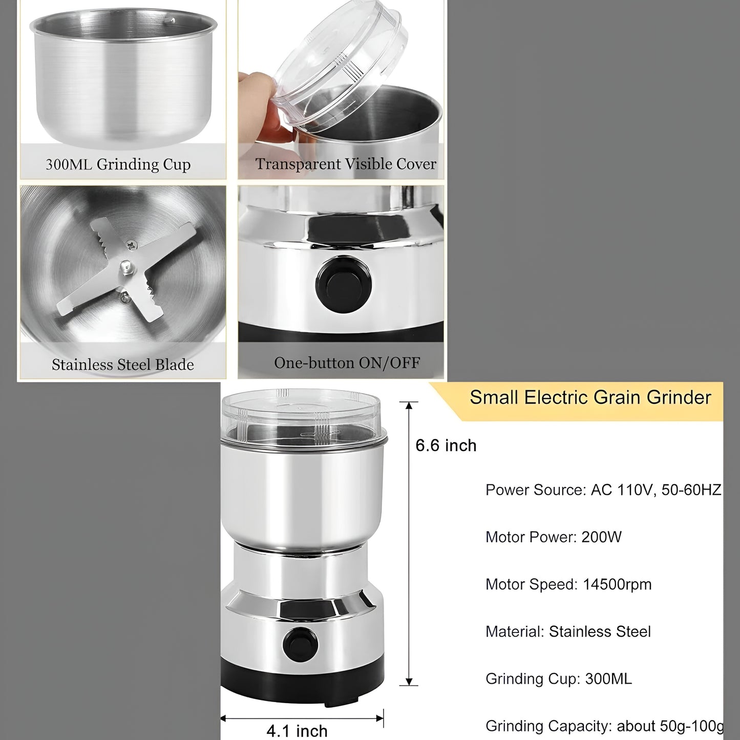 Electric grinder stainless steel grinder mini electric grinder